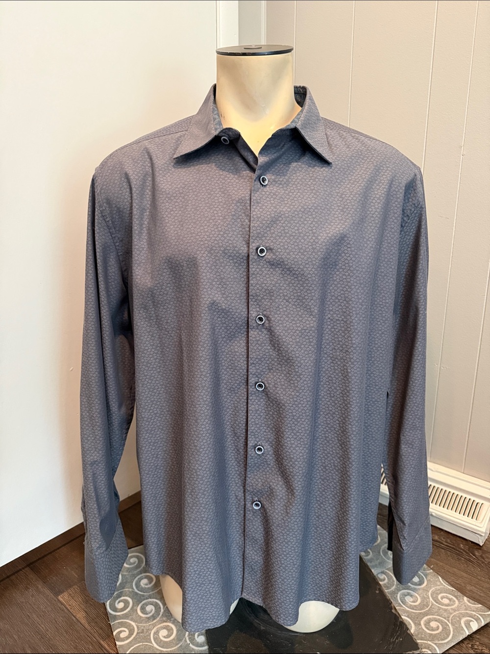 Robert Graham Men's 3XL Charcoal Patterned Dress Shirt